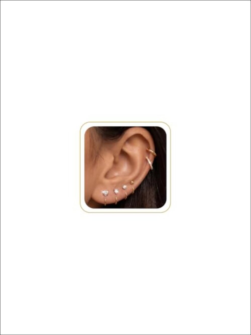Backless Half Hoop Earrings 14K Gold Plated 6 Pair Set Huggie Hoops